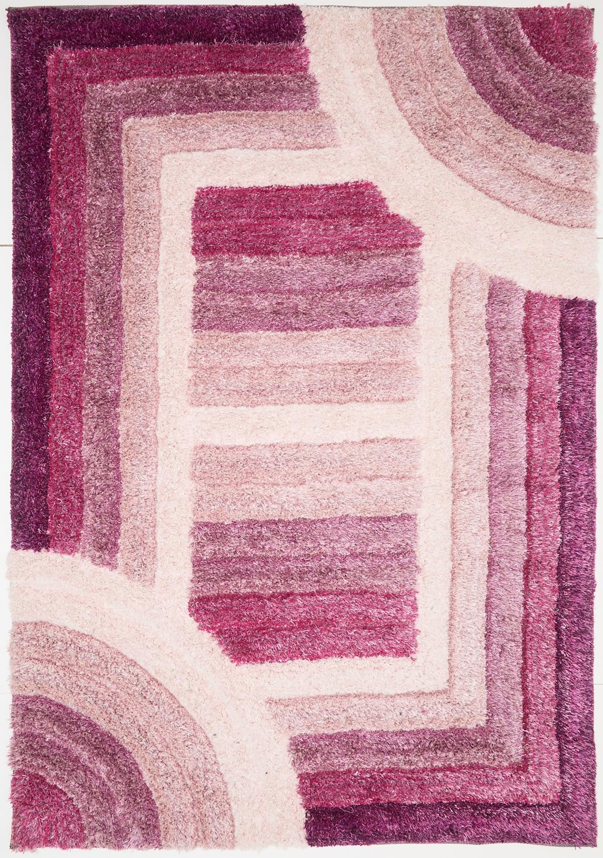 Shaggy Rug for Living Room Bedroom Dining Room Carpet Soft Plush Fluffy Silky Area Floor Trellis Pattern 3D Shaggy Rug in Large Size 160x230 cm (5'3"x7'7")
