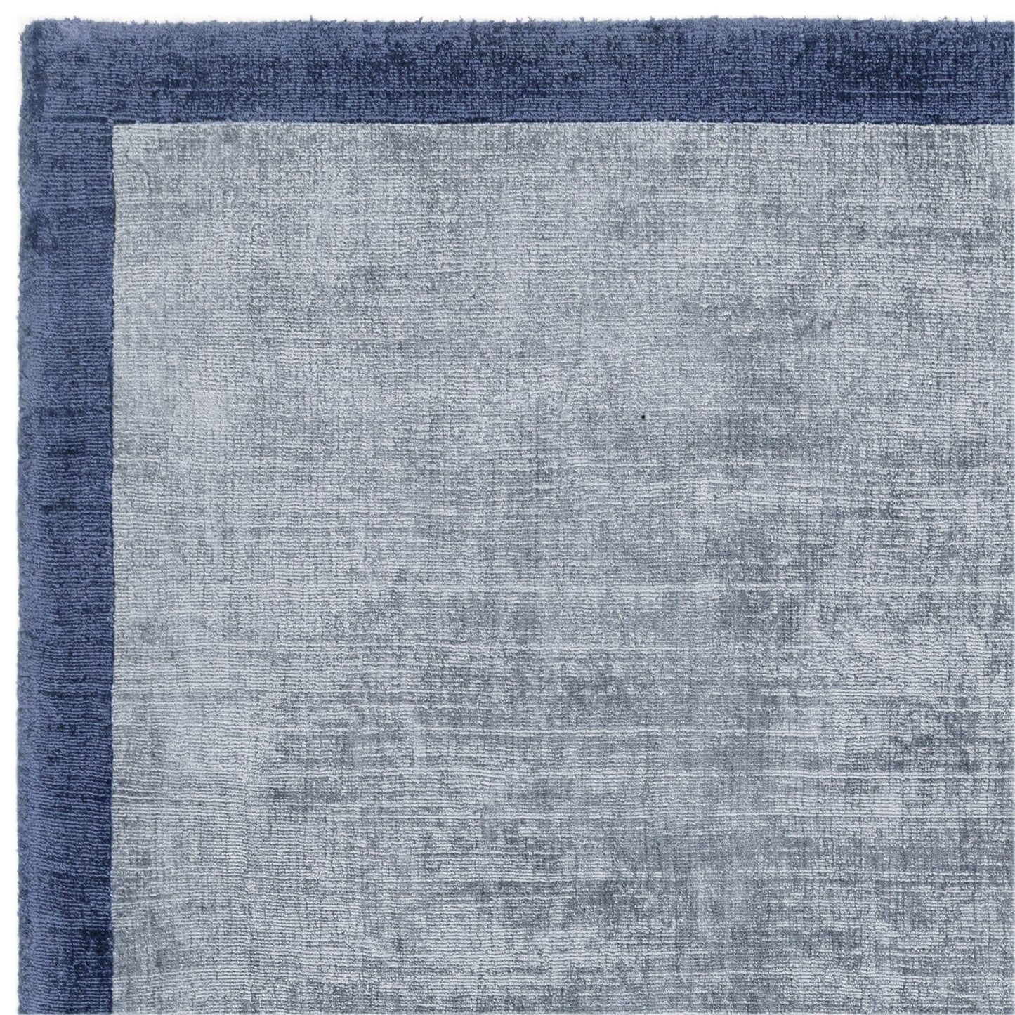Blade Border Plain Viscose Rug - Handwoven Distressed High-Sheen Silky Soft Luxury