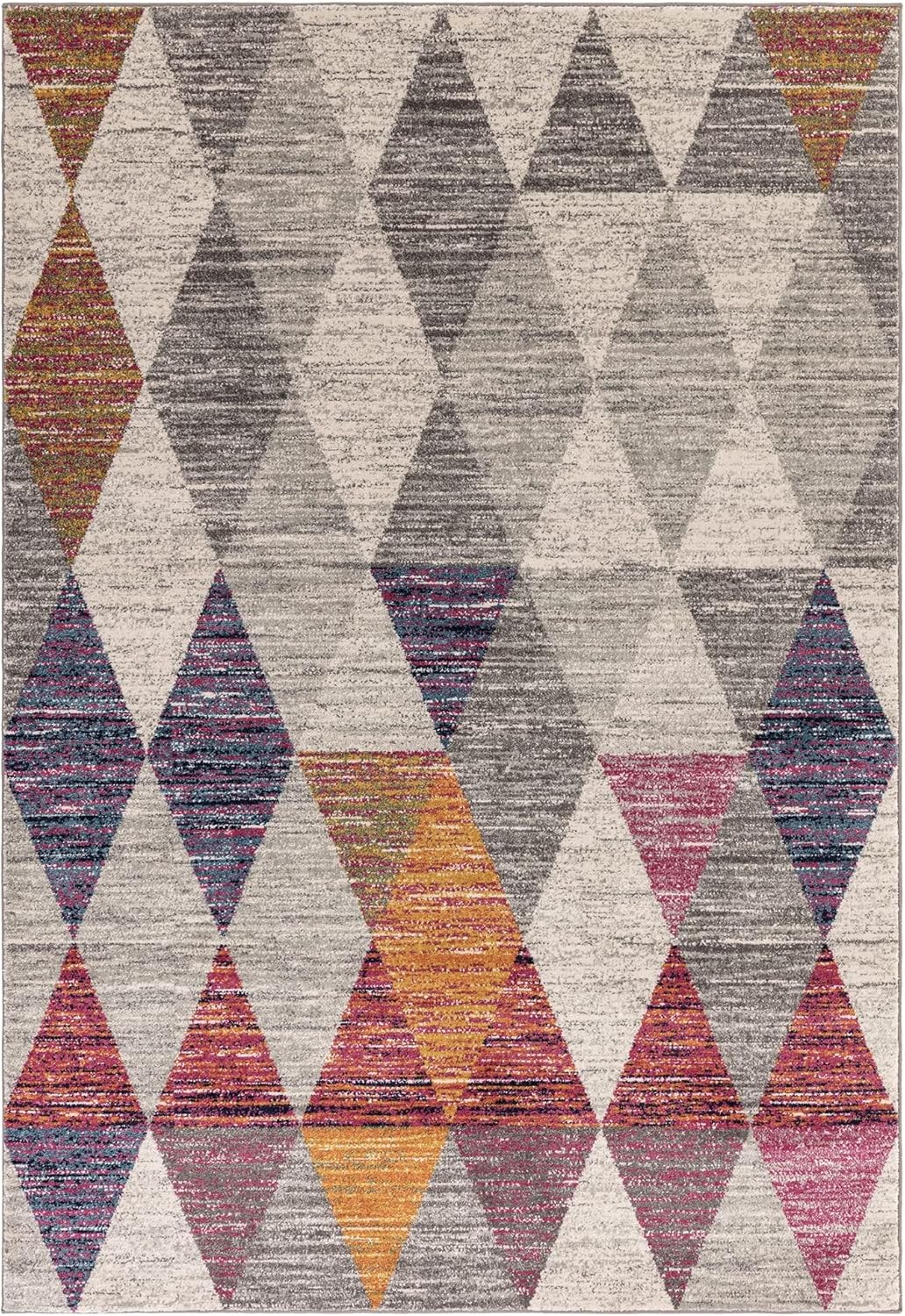 Muse MU24 Harlequin Rug for Living Room, Bedroom, Kitchen, Dining Hallway – Modern Geometric Vibrant Multi-Coloured Soft Non-Shedding Rug – Pink