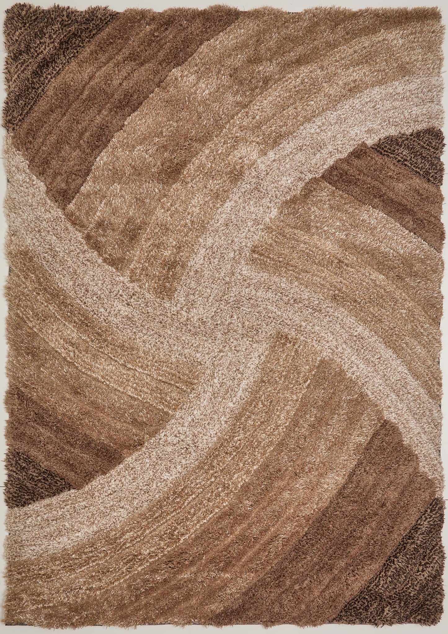 Shaggy Rug for Living Room Bedroom Dining Room Carpet Soft Plush Fluffy Silky Area Floor Stella Swirl Pattern 3D Shaggy Rug in Large Size 160x230 cm (5'3"x7'7")