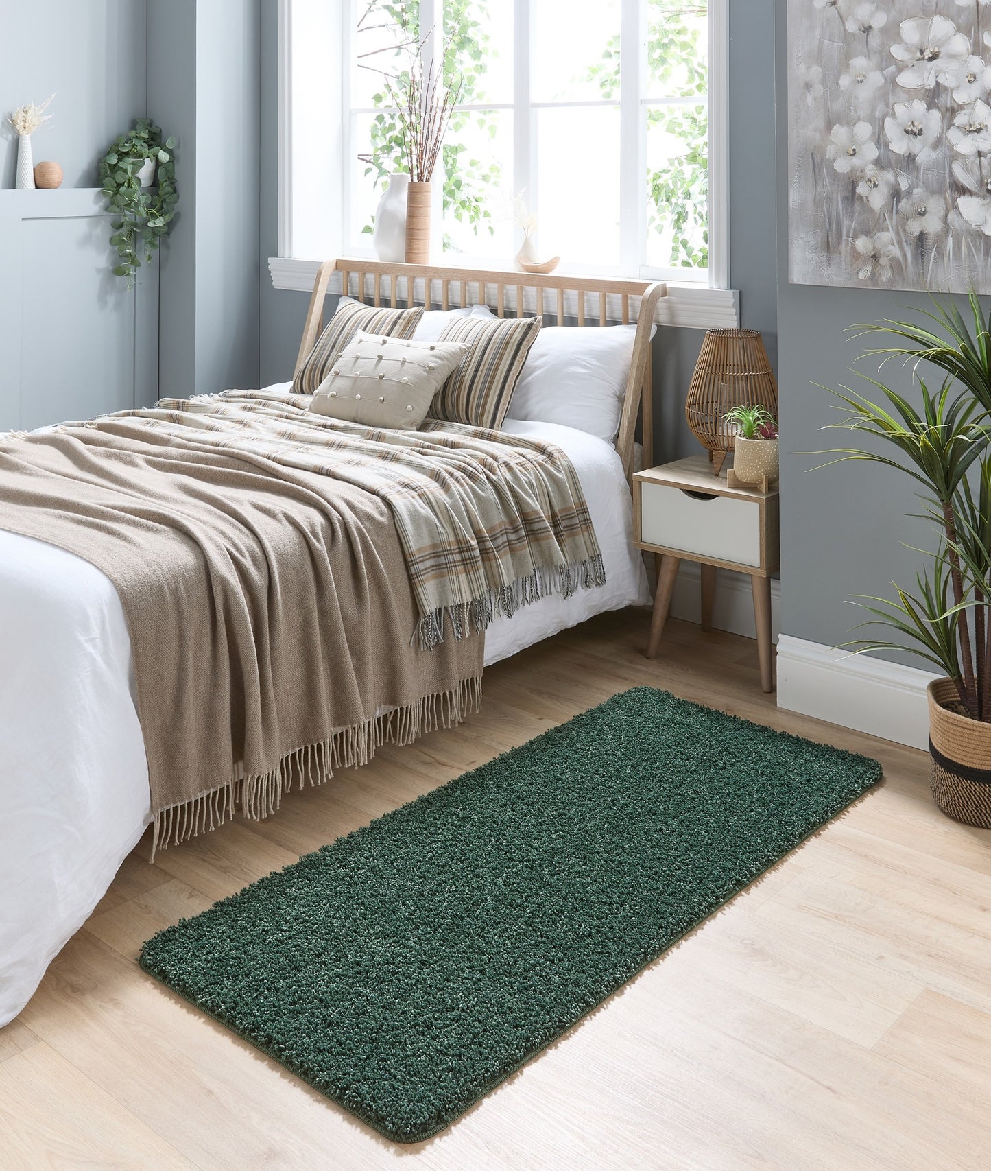 My Washable Shaggy Non-slip Rug in Forest Green