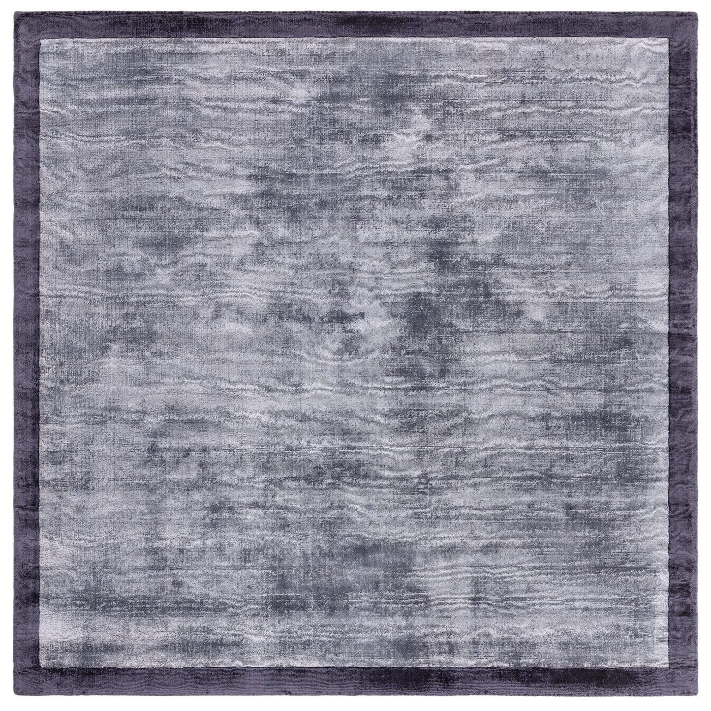 Blade Border Plain Viscose Rug - Handwoven Distressed High-Sheen Silky Soft Luxury