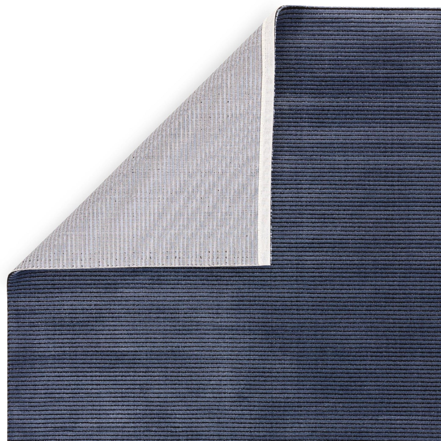 Kuza Plain Stripe Soft Silky Velvety Modern Rug in Navy Blue
