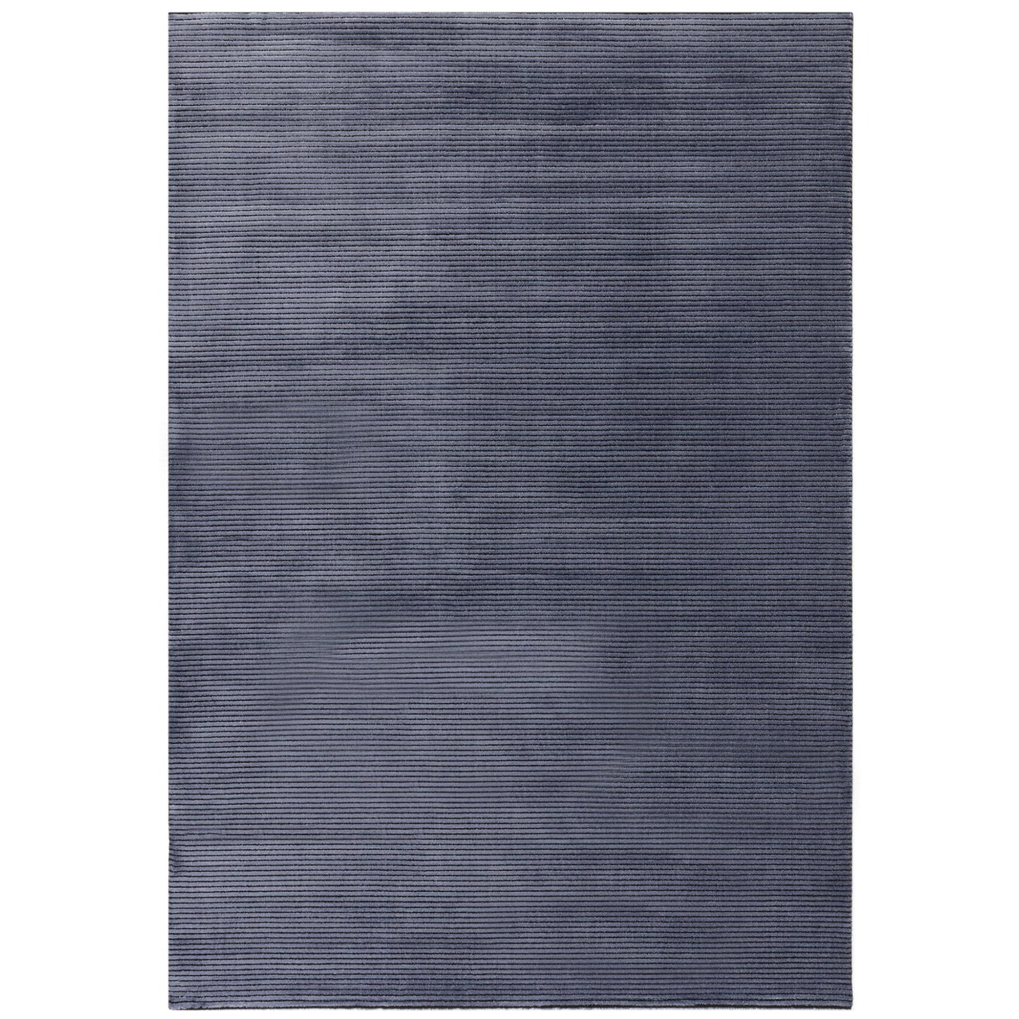 Kuza Plain Stripe Soft Silky Velvety Modern Rug in Navy Blue