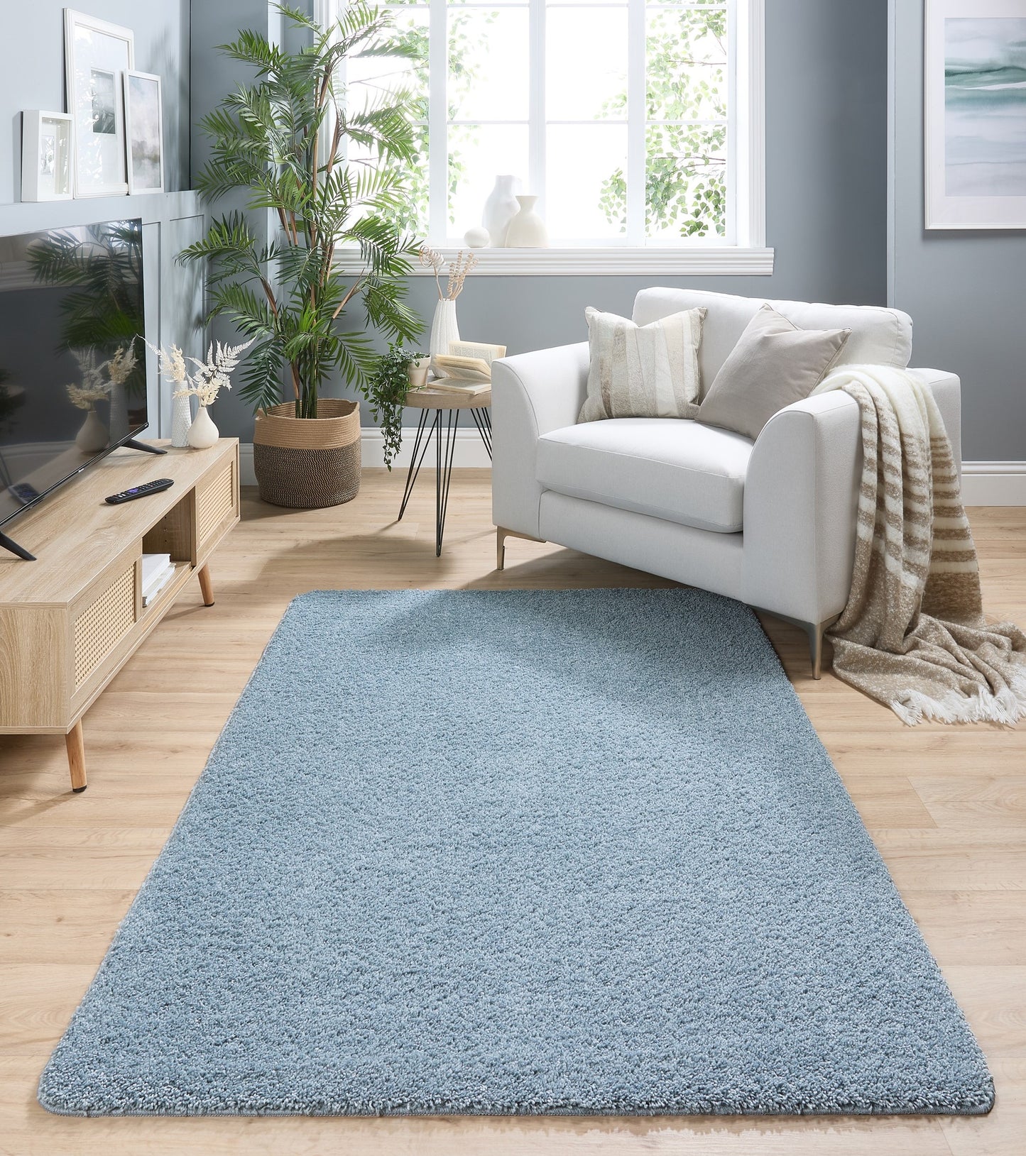 My Washable Shaggy Non-Slip Rug in Denim Blue