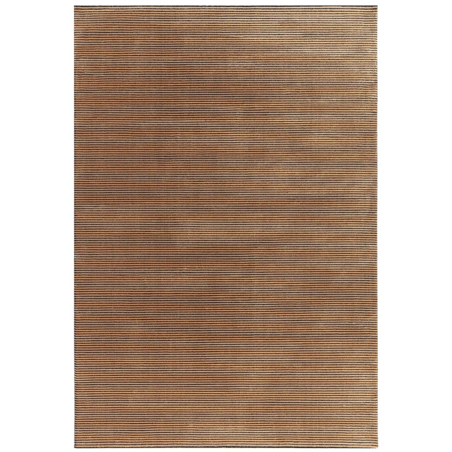 Kuza Plain Stripe Soft Silky Velvety Modern Rug in Terracotta