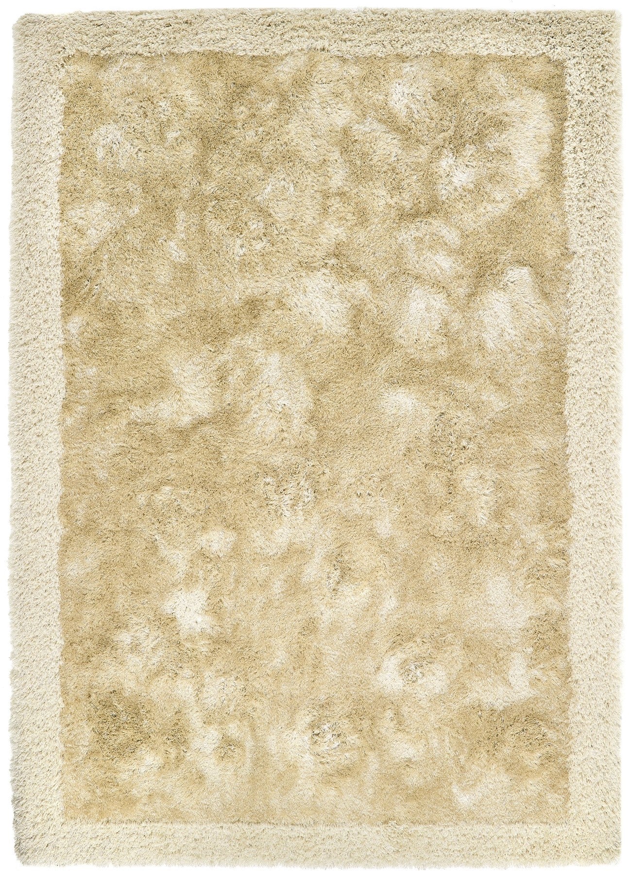 Origins Shimmer Silky Shaggy Hand Tufted Carpet Border Modern Soft Fluffy Shag Rug in Champagne Beige