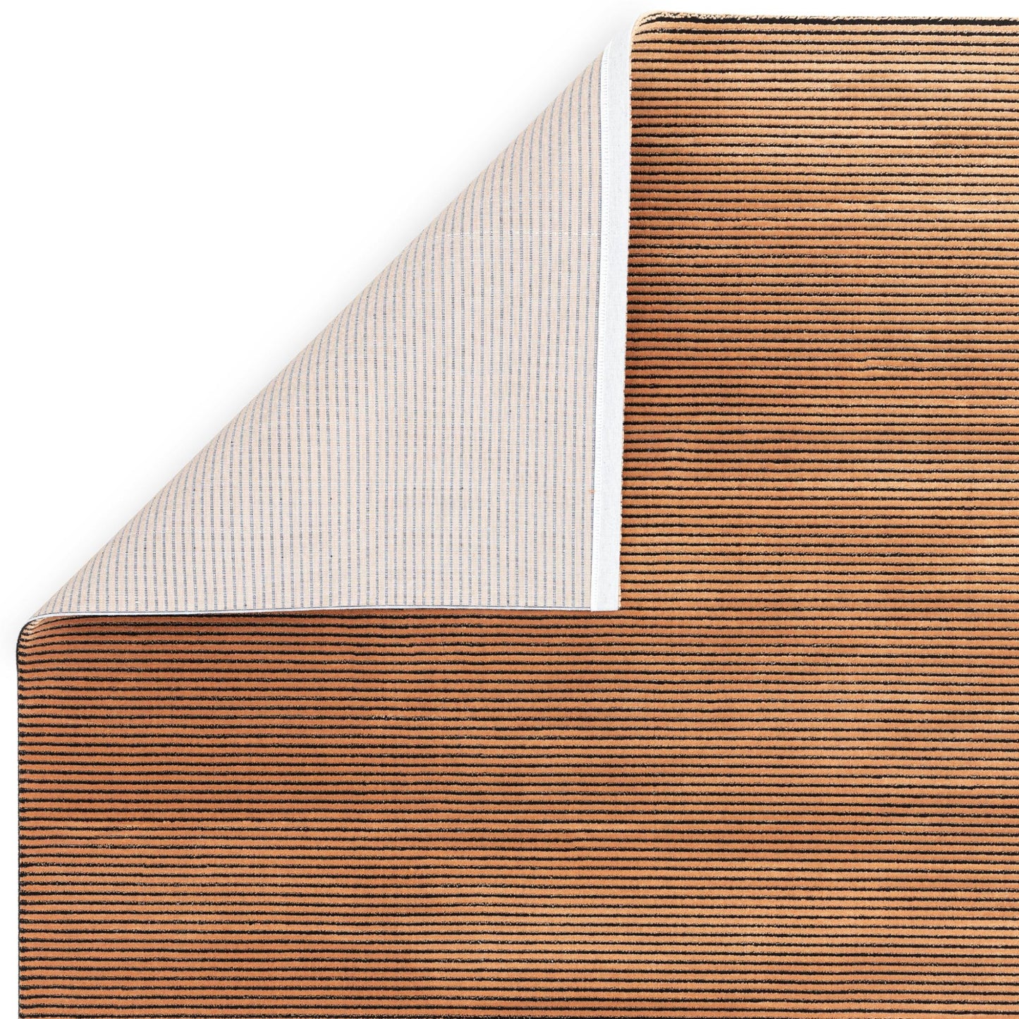 Kuza Plain Stripe Soft Silky Velvety Modern Rug in Terracotta