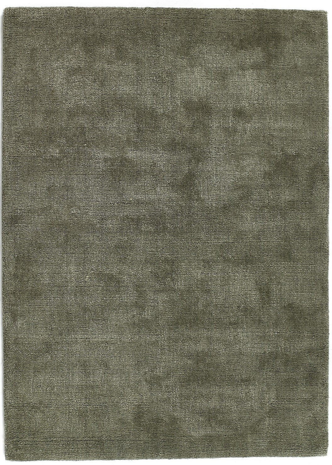 Rug Guru Hush Modern Plain Hand Woven Wool Viscose Soft Silky Shine Olive Green Rug