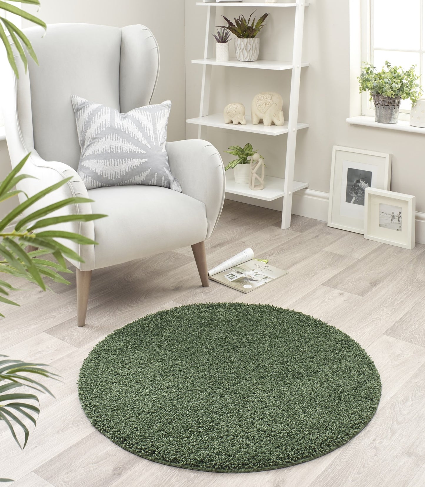My Washable Shaggy Non-slip Rug in Forest Green