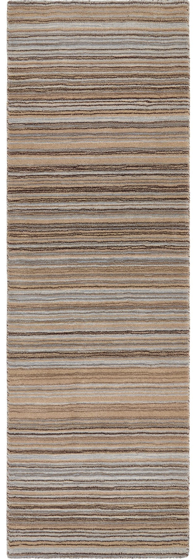 Origins Fine Stripes Hand Loom Woven Wool Rug Halway in Beige