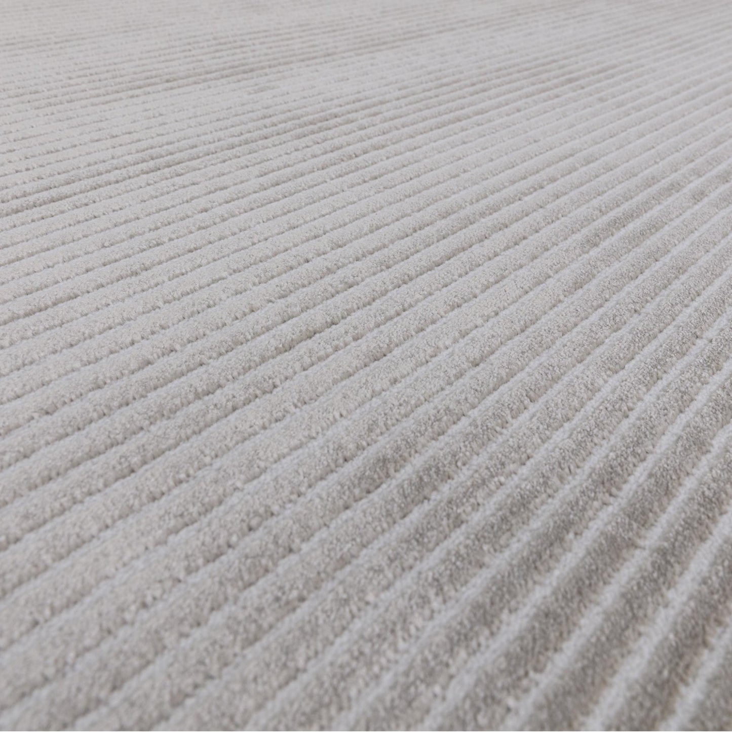 Kuza Plain Stripe Soft Silky Velvety Modern Rug in Silver Grey