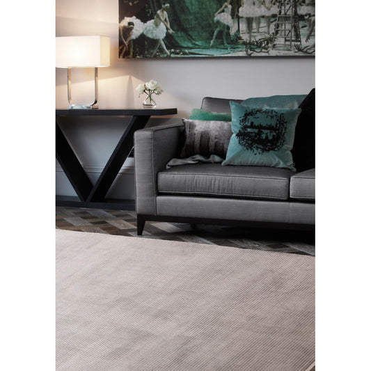Kuza Plain Stripe Soft Silky Velvety Modern Rug in Silver Grey