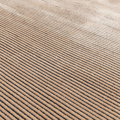 Kuza Plain Stripe Soft Silky Velvety Modern Rug in Terracotta
