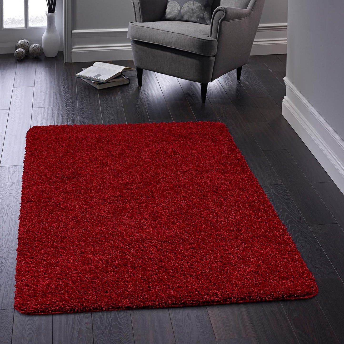 My Washable Shaggy Non-Slip Rug in Red