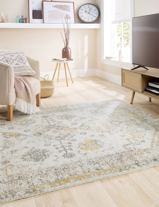 Origins Vogue Traditional Vintage Look Rug in Light Grey Ochre