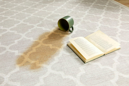 Origins Washable Chateau Trellis Moroccan Soft Chenille Bohomian Rug in Natural