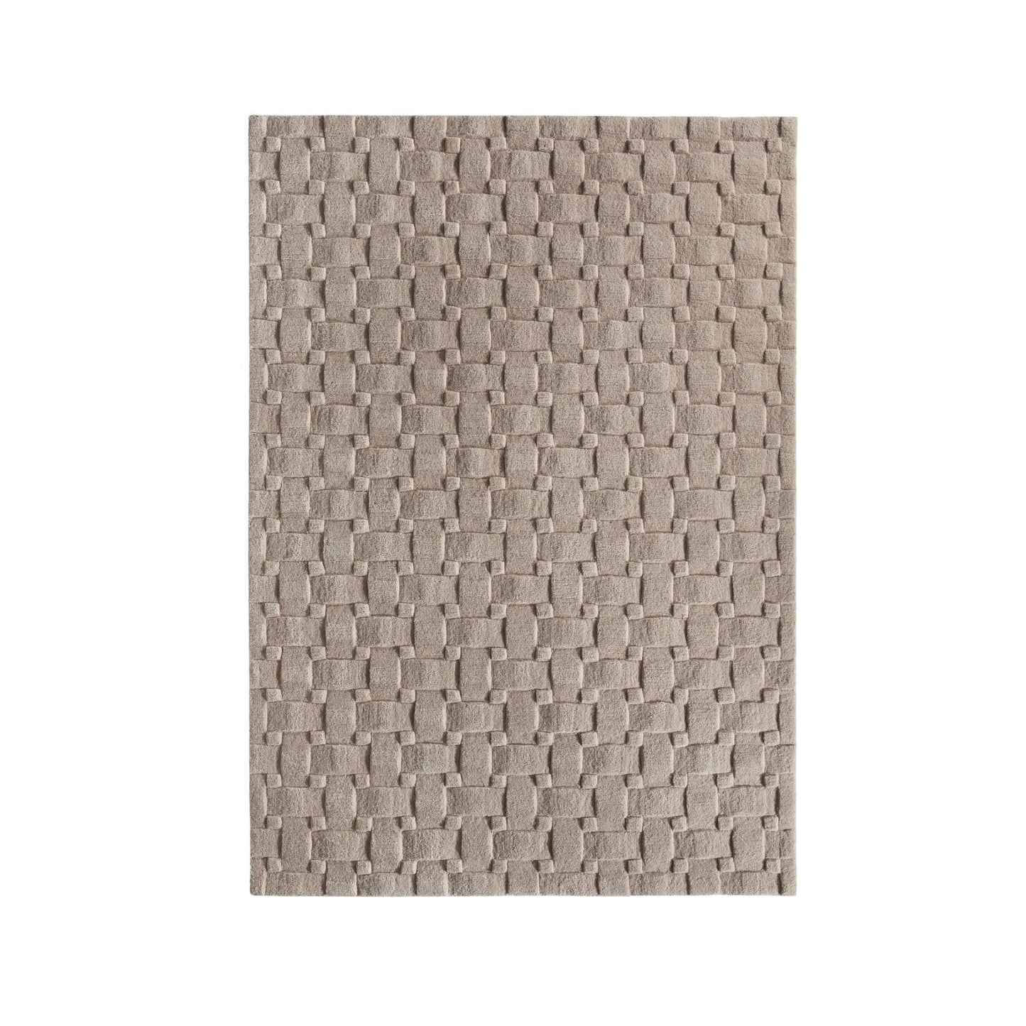 Origins Basketweave 3D Geometric Handmade Wool Rug in Mink