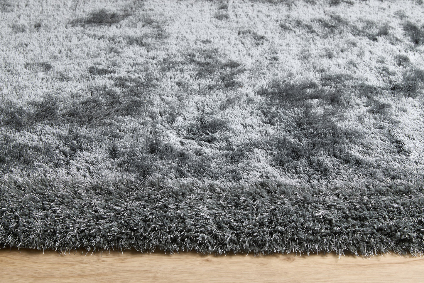 Origins Shimmer Silky Shaggy Hand Tufted Carpet Border Modern Soft Fluffy Shag Rug in Charcoal