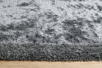 Origins Shimmer Silky Shaggy Hand Tufted Carpet Border Modern Soft Fluffy Shag Rug in Charcoal