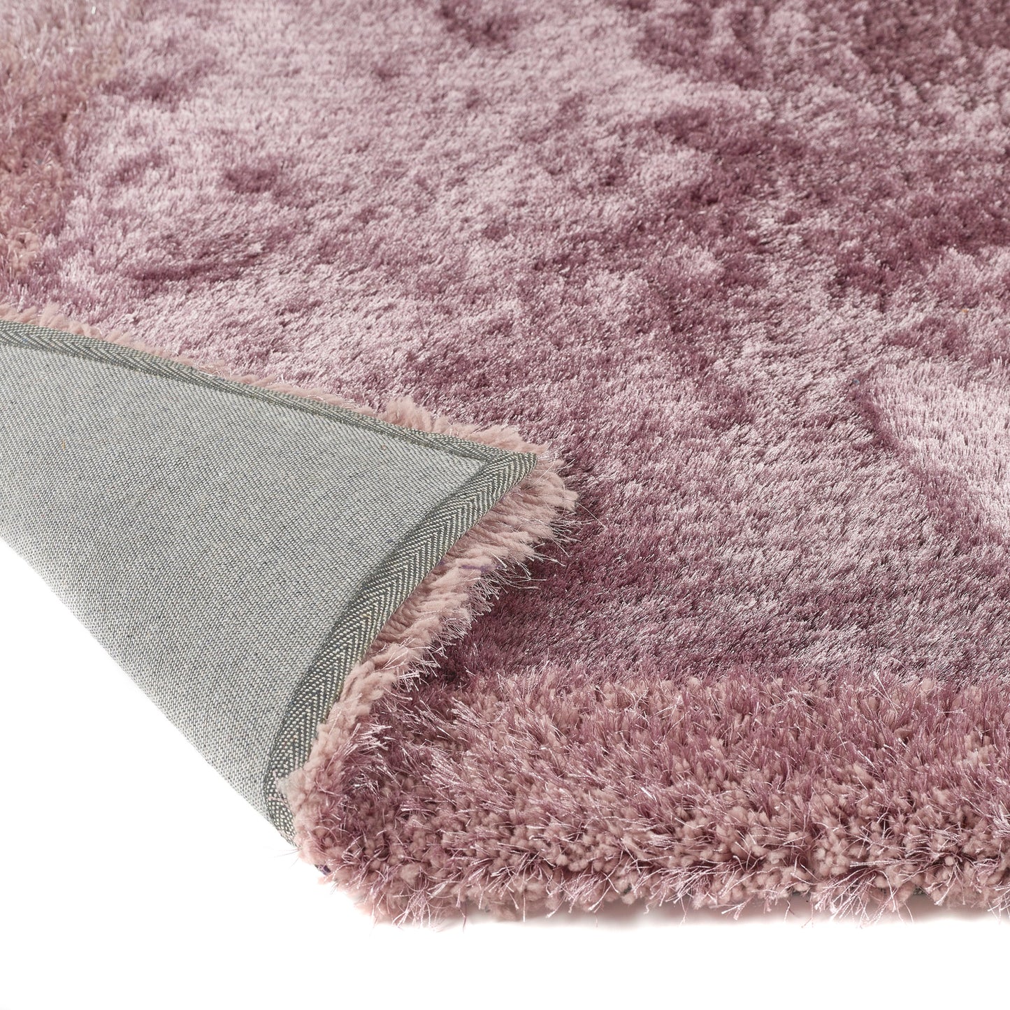 Origins Shimmer Silky Shaggy Hand Tufted Carpet Border Modern Soft Fluffy Shag Rug in Mauve