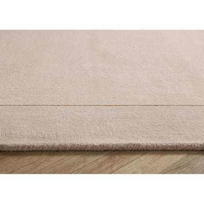 Origins Borders Hand Loom Woven Wool Bordered Rug Hallway in Natural Beige
