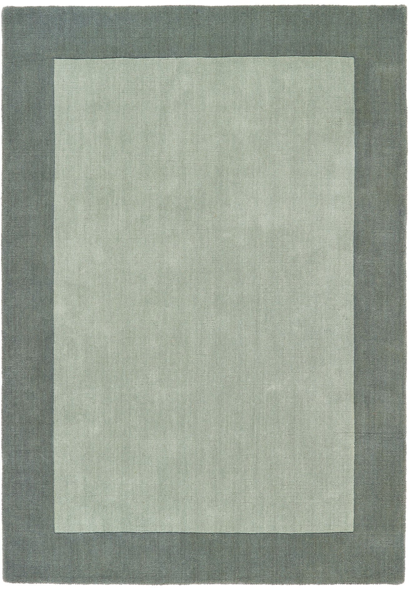 Origins Borders Hand Loom Woven Wool Bordered Rug Hallway in Sage Green