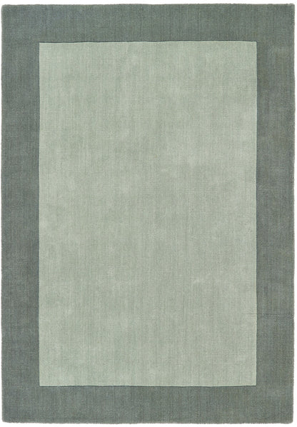 Origins Borders Hand Loom Woven Wool Bordered Rug Hallway in Sage Green