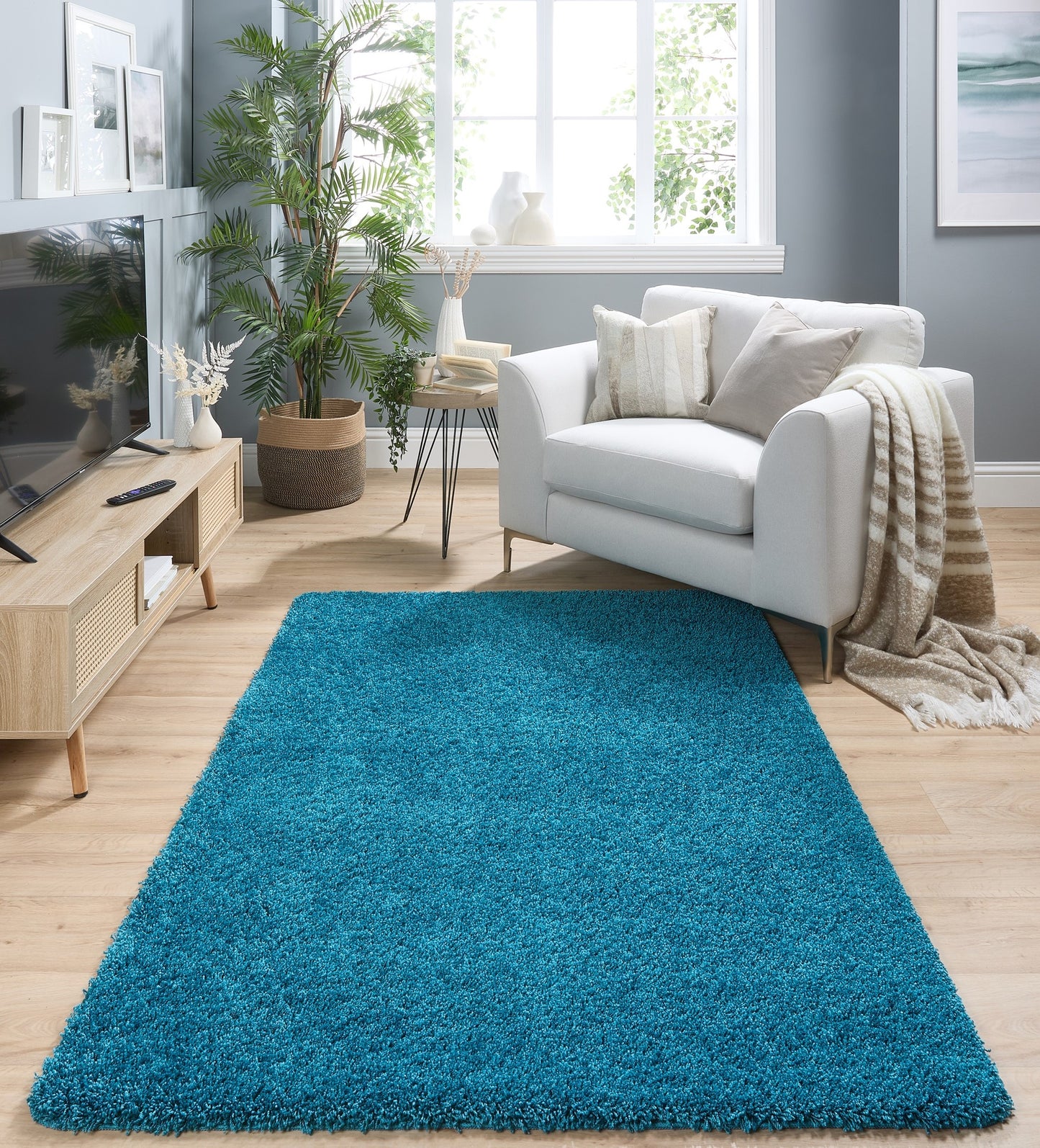 My Washable Shaggy Non-Slip Rug in Teal Blue