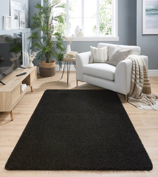 My Washable Shaggy Non-Slip Rug in Black