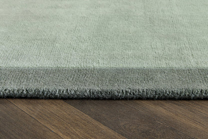 Origins Borders Hand Loom Woven Wool Bordered Rug Hallway in Sage Green