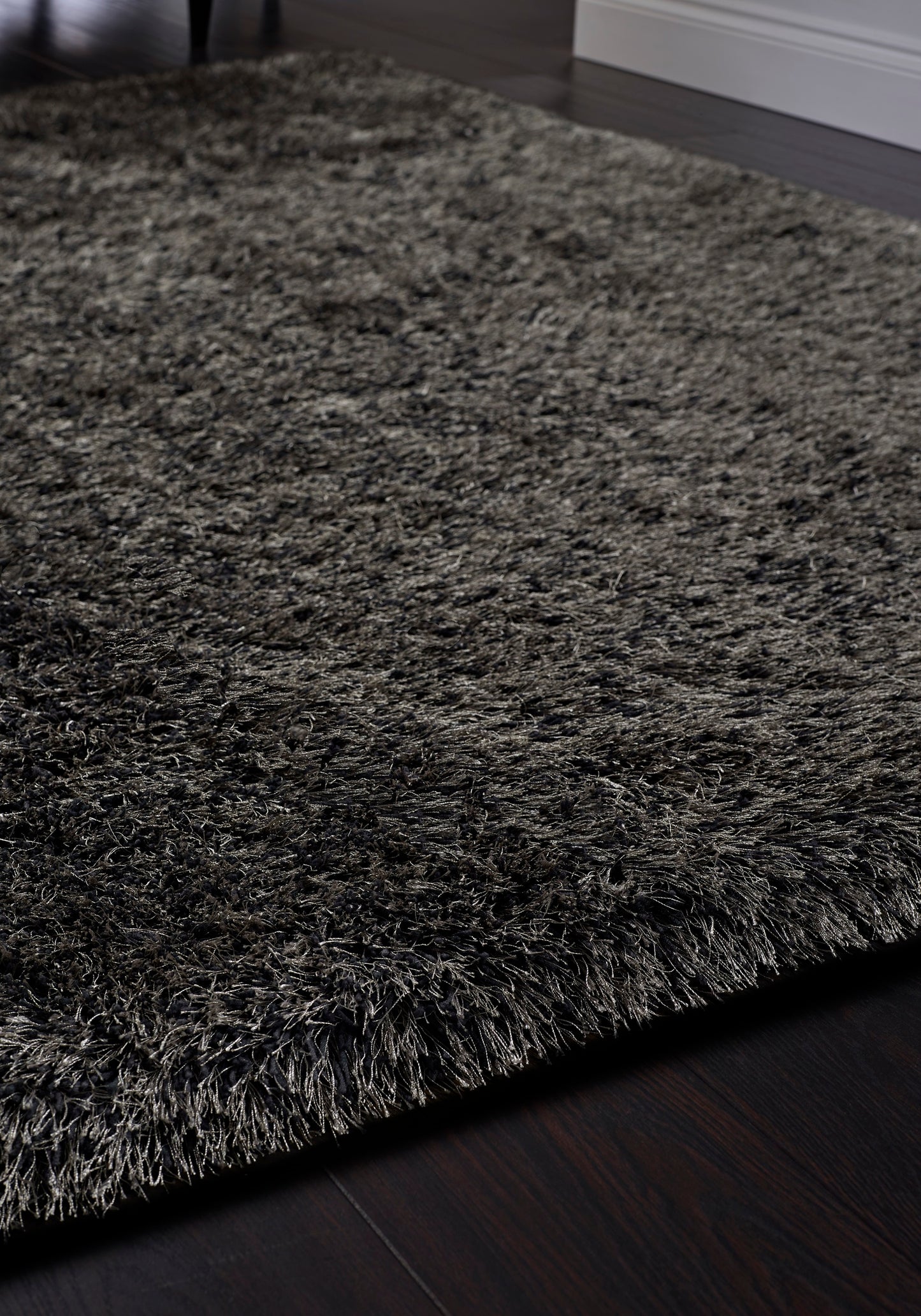 Ritzy Plain Shaggy Soft Fluffy Silky High Pile Charcoal Grey Rug
