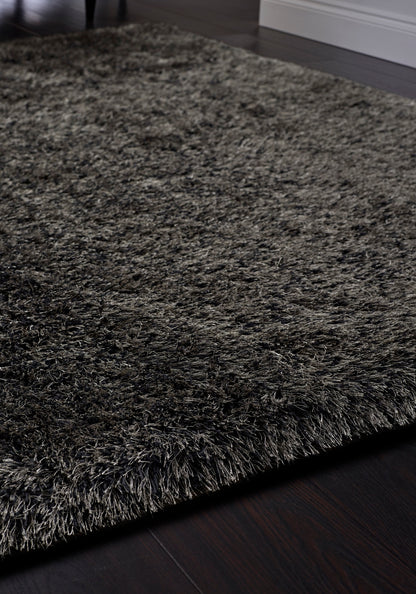Ritzy Plain Shaggy Soft Fluffy Silky High Pile Charcoal Grey Rug