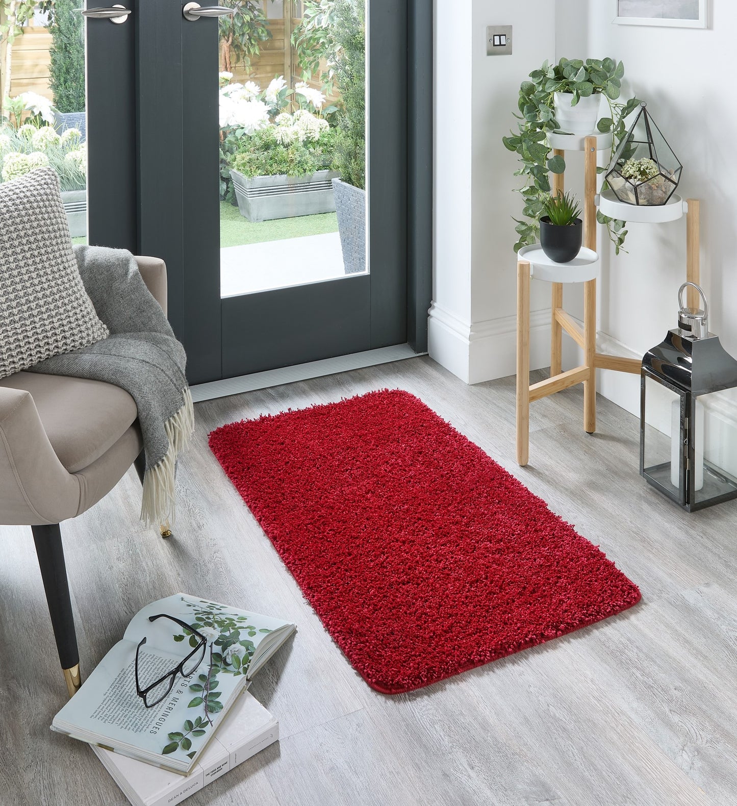 My Washable Shaggy Non-Slip Rug in Red