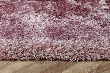 Origins Shimmer Silky Shaggy Hand Tufted Carpet Border Modern Soft Fluffy Shag Rug in Mauve