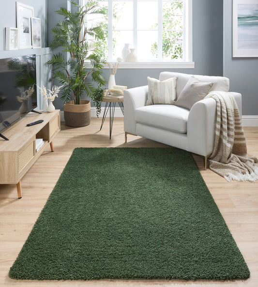 My Washable Shaggy Non-slip Rug in Forest Green