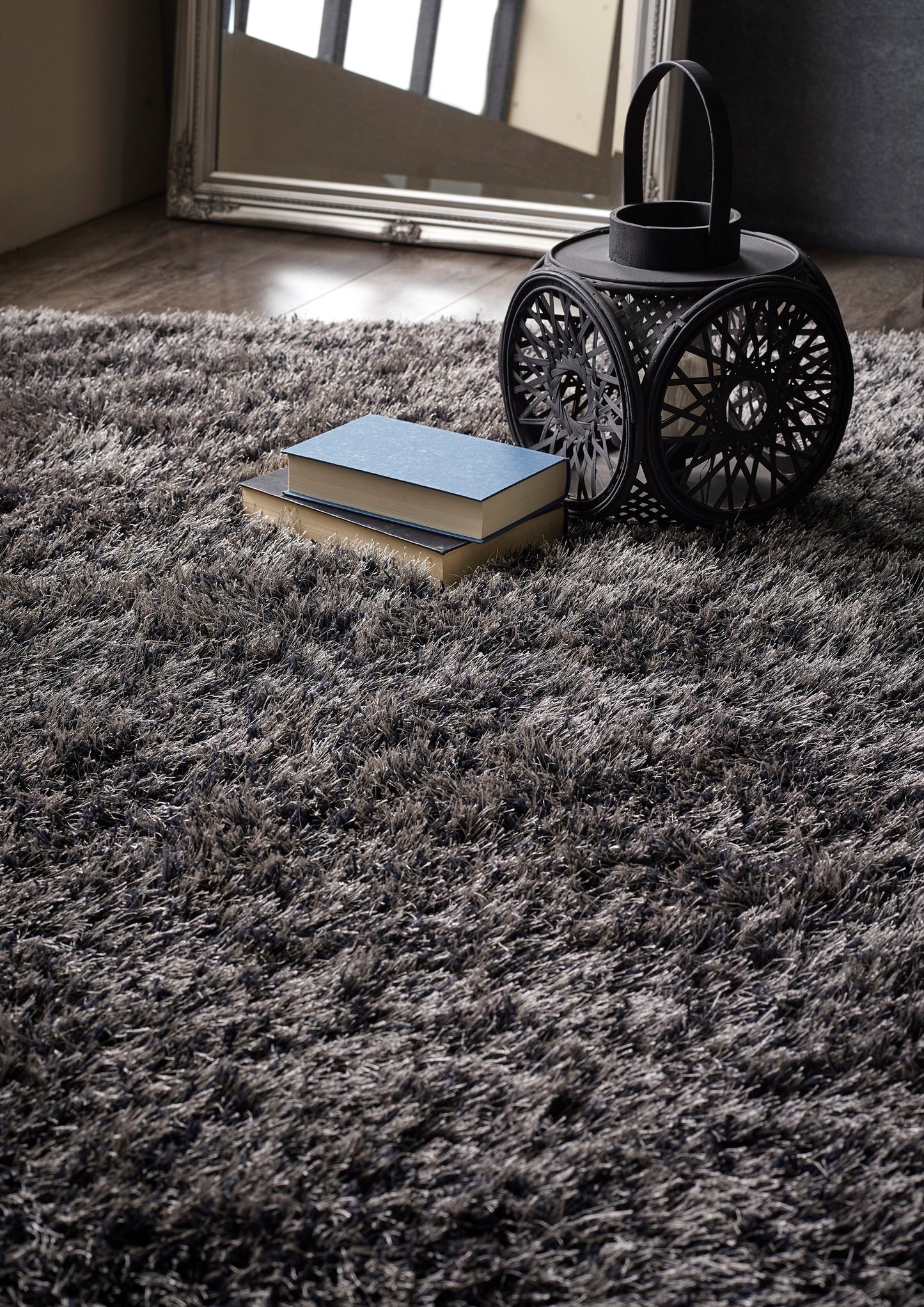 Ritzy Plain Shaggy Soft Fluffy Silky High Pile Charcoal Grey Rug