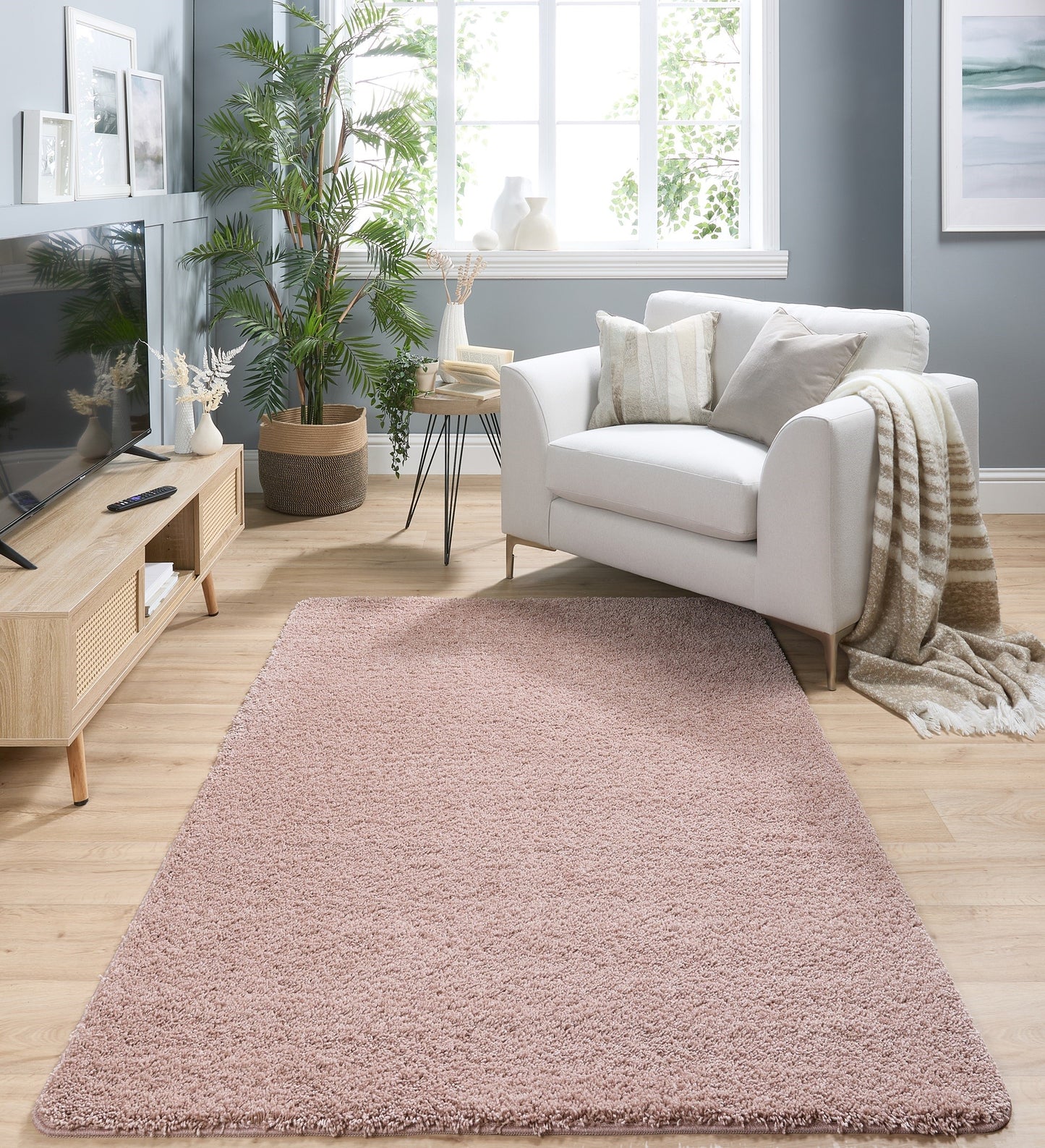 My Washable Shaggy Non-Slip Rug in Nude Pink
