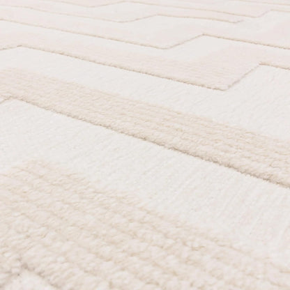 Cove Ivory Washable Rug – Soft Abstract Short Pile Carpet