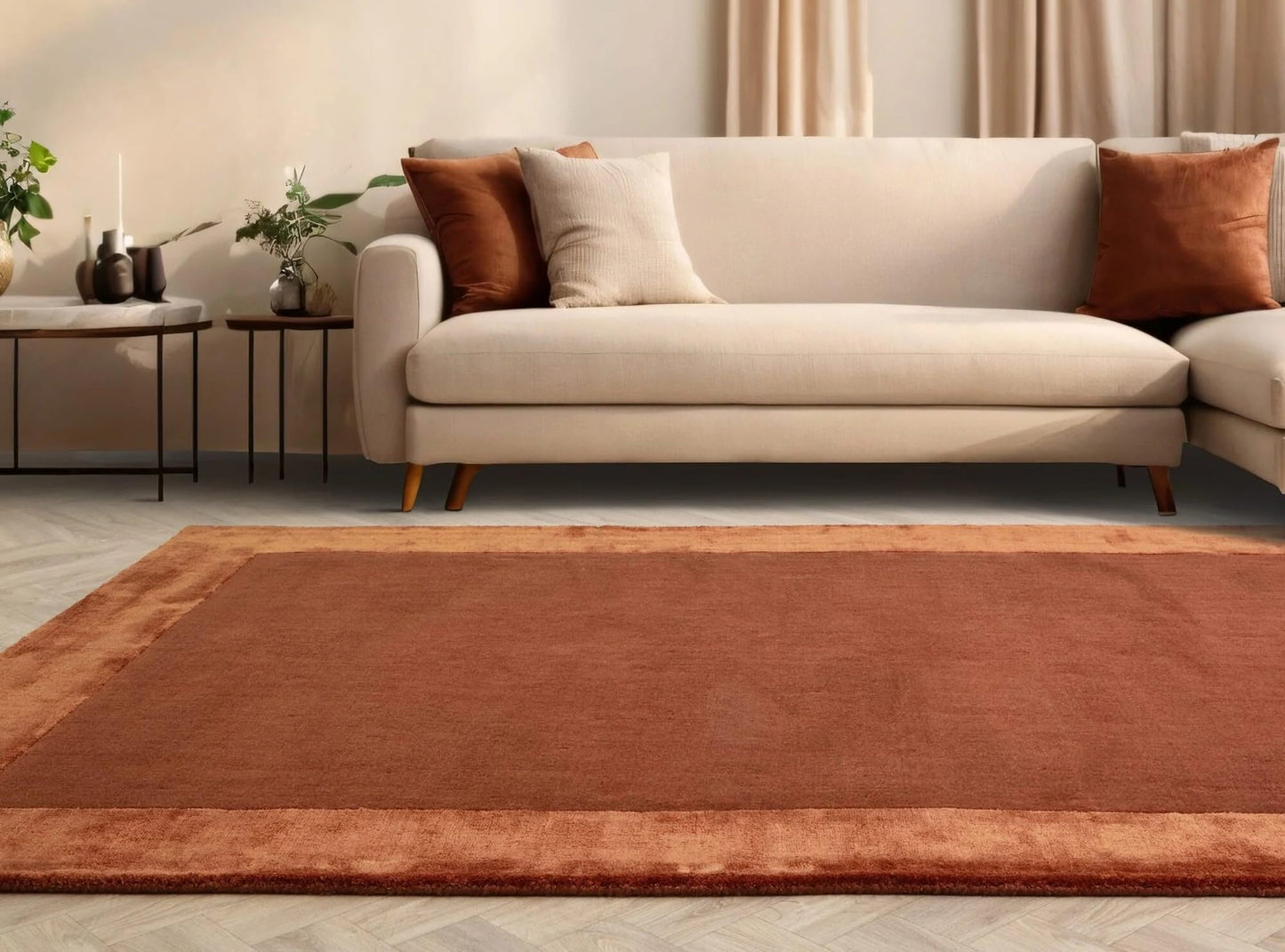 Ascot Rug for Living Room Bedroom Soft Wool Plain Hand Woven High Shine Viscose Bordered Rug