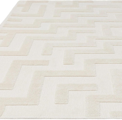 Cove Ivory Washable Rug – Soft Abstract Short Pile Carpet