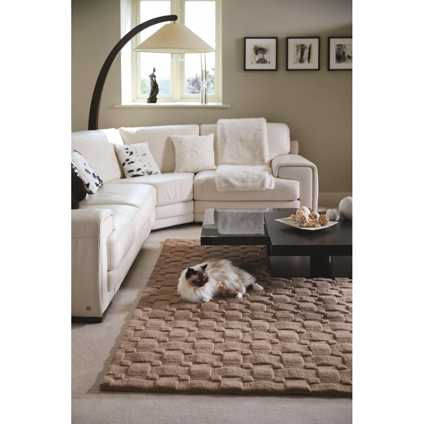 Origins Basketweave 3D Geometric Handmade Wool Rug in Mink