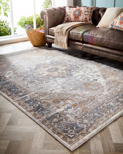 Origins Alexandra Persian Rug Cream Grey Traditional Medallion Rug
