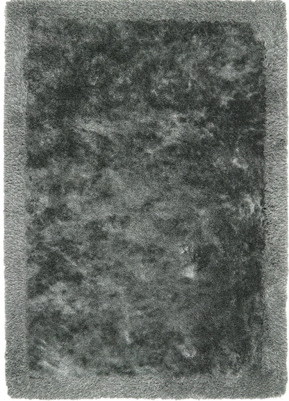 Origins Shimmer Silky Shaggy Hand Tufted Carpet Border Modern Soft Fluffy Shag Rug in Charcoal