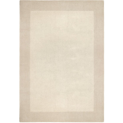 Origins Borders Hand Loom Woven Wool Bordered Rug Hallway in Natural Beige