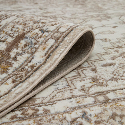 Traditional Vintage Rug for Dining Room, Living Room, Bedroom, Home Office, Kitchen Classic Bohomian Easy Care Rug Medallion Cream 552AG