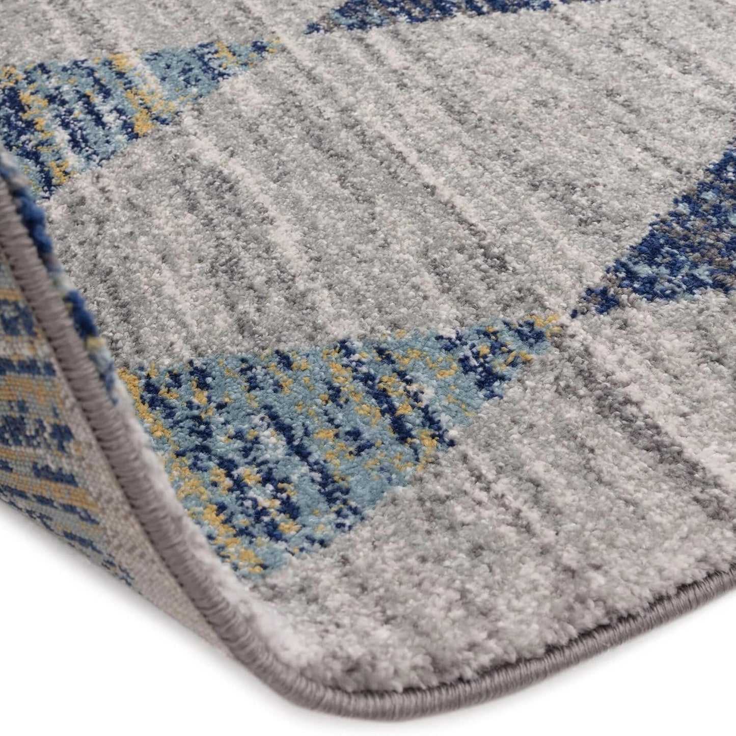 Modern Geometric Rug Muse MU24 Harlequin – Vibrant Multi-Colour Blue Soft Carpet