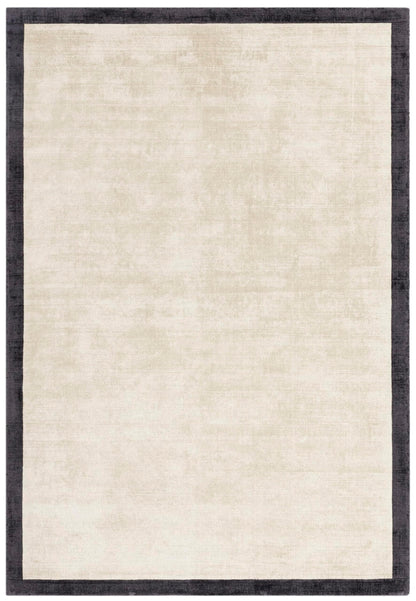 Blade Border Plain Viscose Rug - Handwoven Distressed High-Sheen Silky Soft Luxury