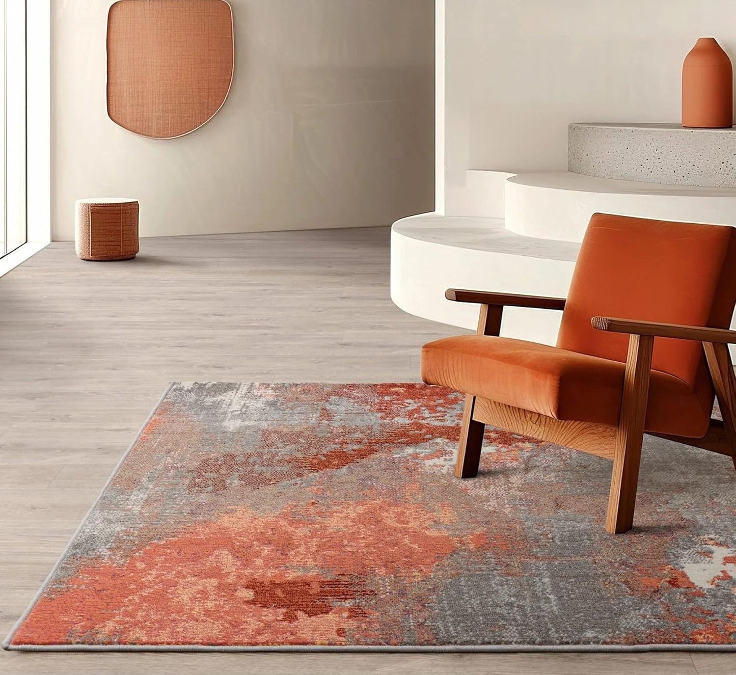 Colores Cloud Magma CO12 Rug – Abstract Flatweave Carpet in Orange & Red