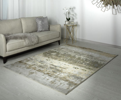 Aurora AU01 Dune Rug for Living Room Bedroom Modern Abstract Silky High Shine Yellow Gold Rug